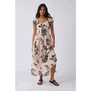 Free People Forget Me Not Floral Maxi Dress Pink Floral Boho Cottage Core Large